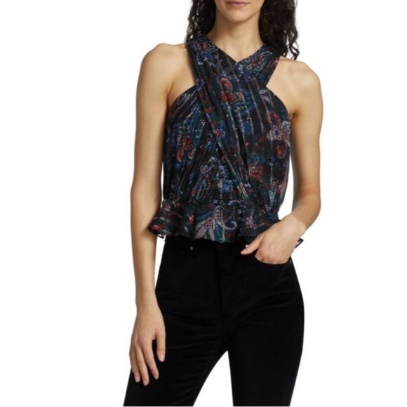 Veronica Beard Kailani Halter Metallic Top Size 10 Sleeveless NWT $398 - Picture 13 of 15